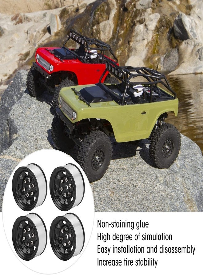 equlup 4 Pcs RC Wheel Hub, 1.55 Inch RC Wheel Rim Hub 5 Hole Silver Rim Universal Simulation Tire Beadlock Accessories for Axial AX90069 Crawlers (Black) - Image 3